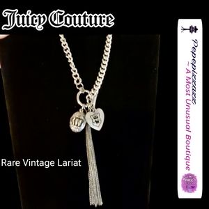 JUICY COUTURE chunky silver Charm Lariat necklace. VINTAGE EXCELLENT RARE PIECE
